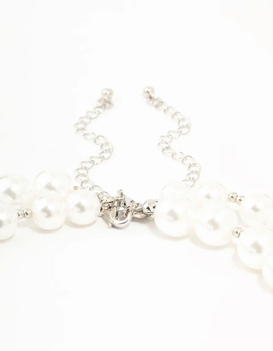 Pearl & Silver Beads Layered Necklace - Image 3