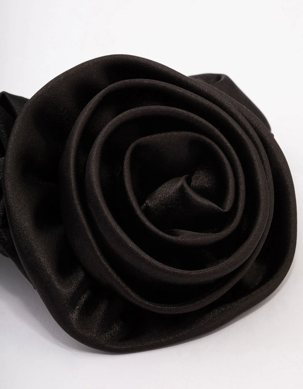 Black Fabric Rosette Hair Scrunchie - Image 2