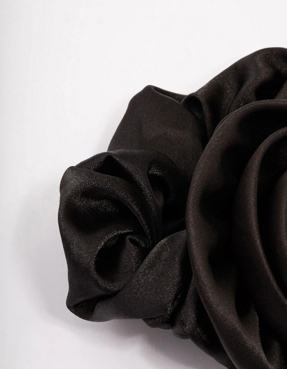 Black Fabric Rosette Hair Scrunchie - Image 3