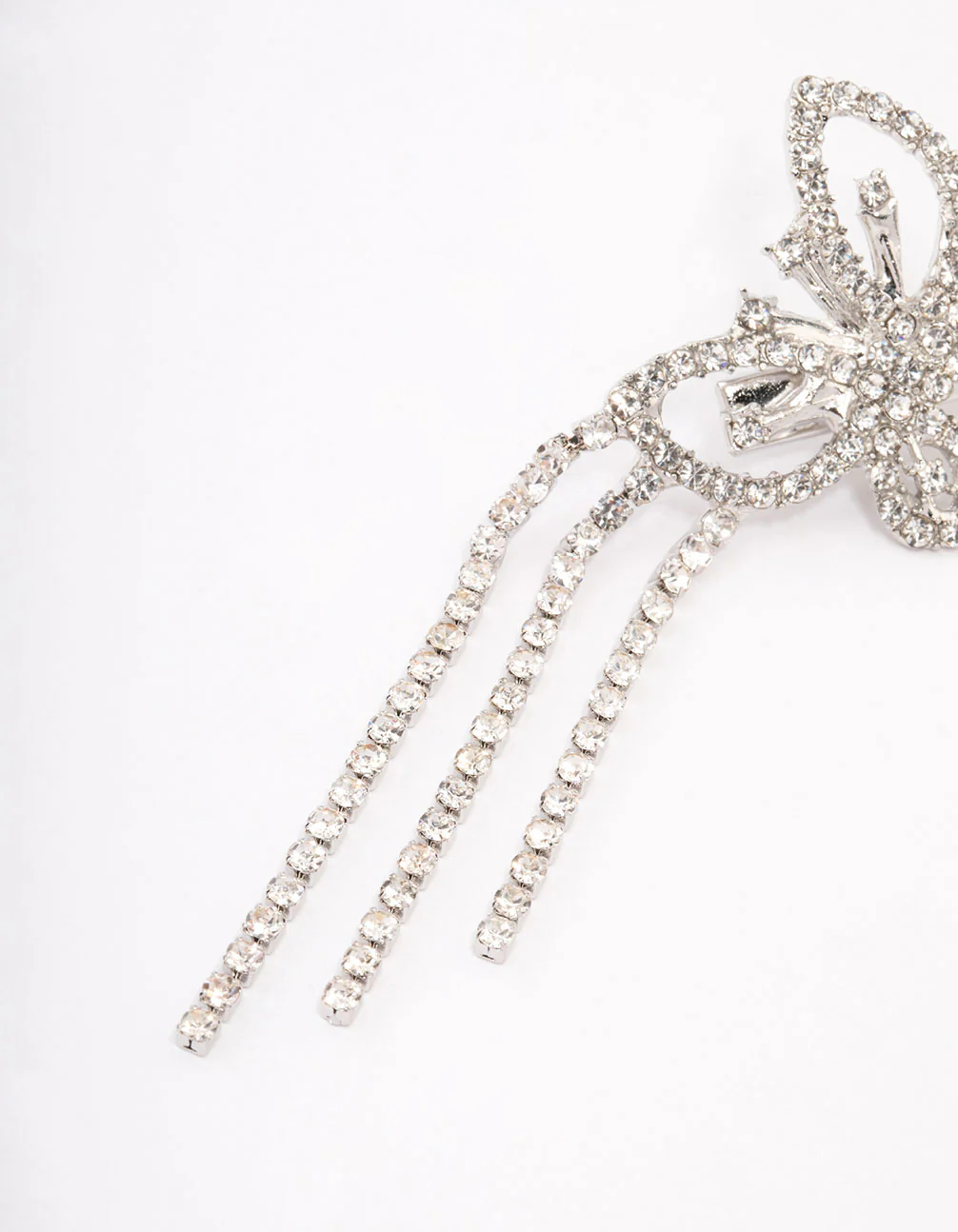 Silver Double Diamante Butterfly Hair Clip - Image 2