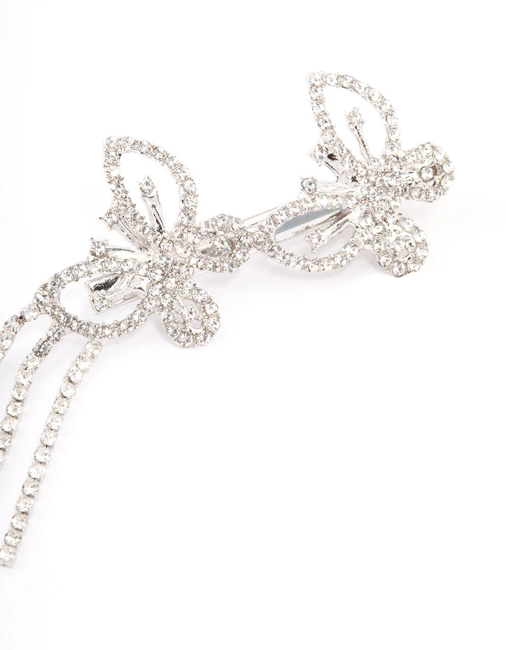 Silver Double Diamante Butterfly Hair Clip - Image 3