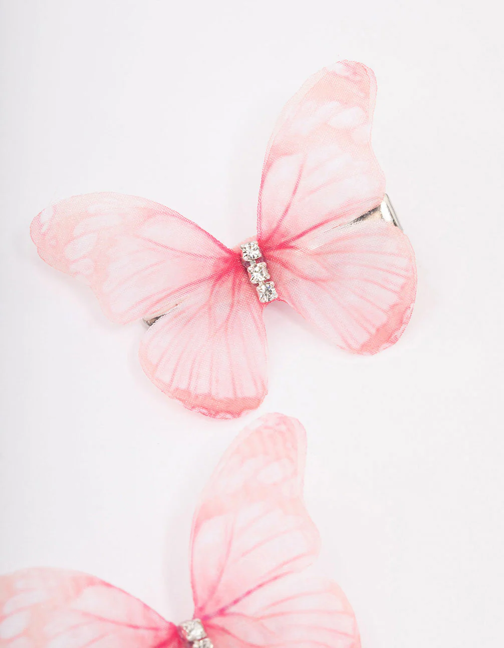 Pink Diamante Butterfly Hair Clip Pack - Image 2