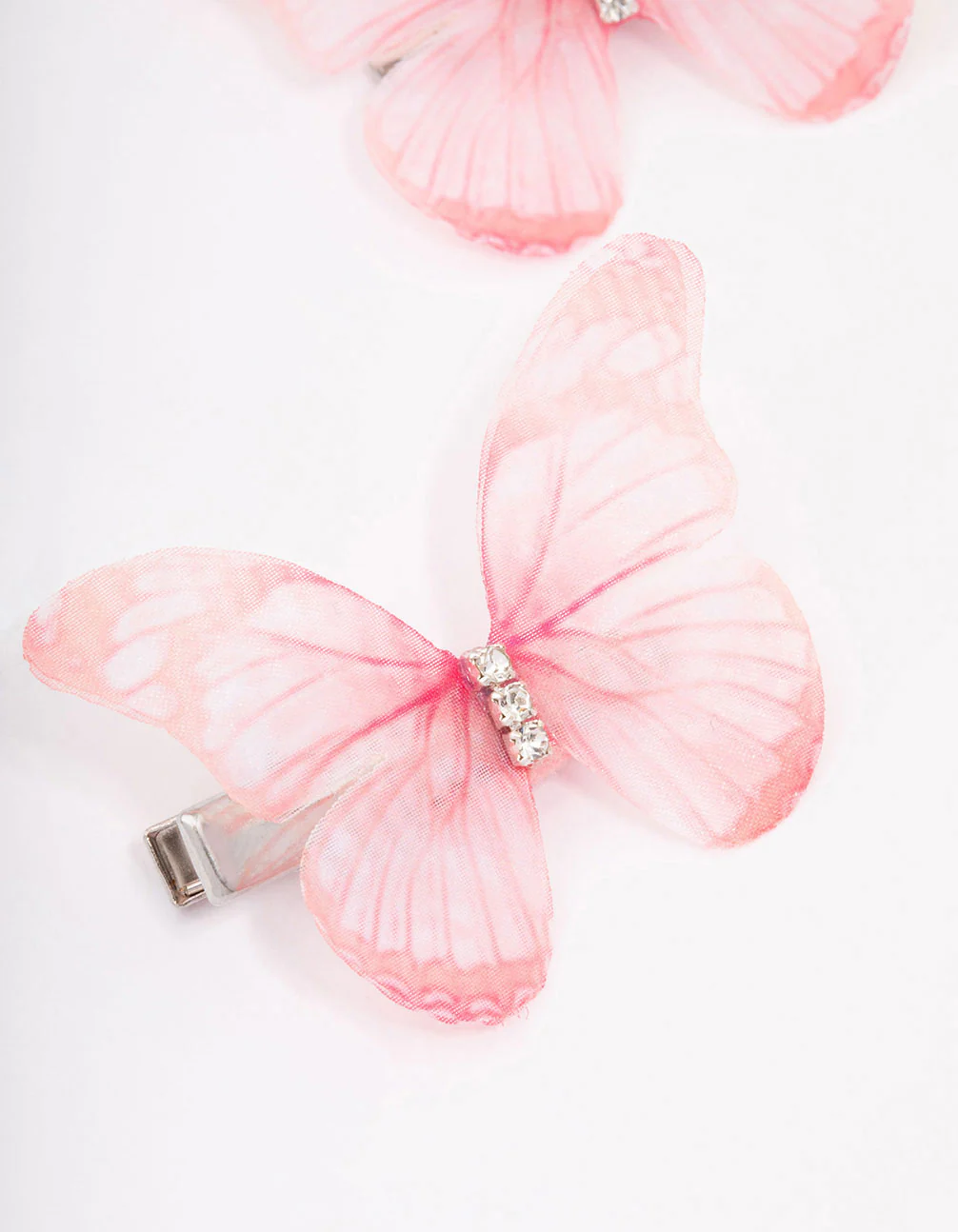 Pink Diamante Butterfly Hair Clip Pack - Image 3