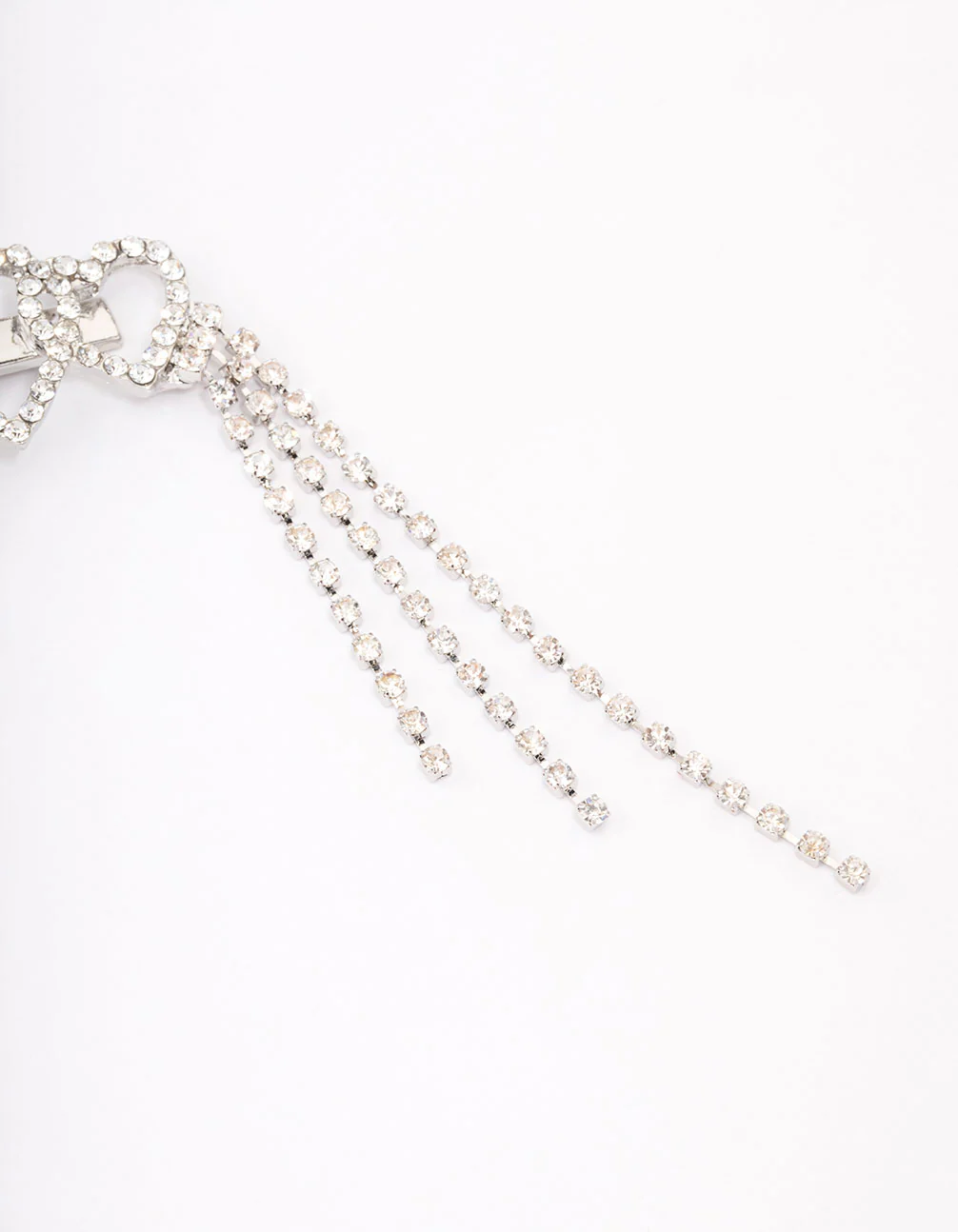 Silver Heart Diamante Cup Chain Hair Clip - Image 3
