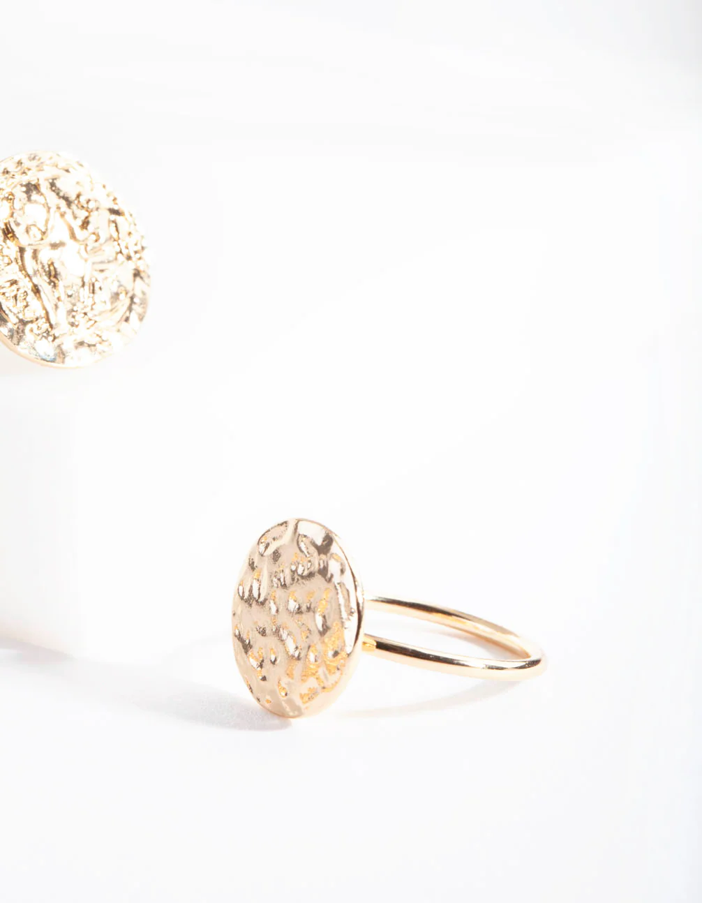 Gold Textured Disc Ring Stack 5-Pack - Image 4