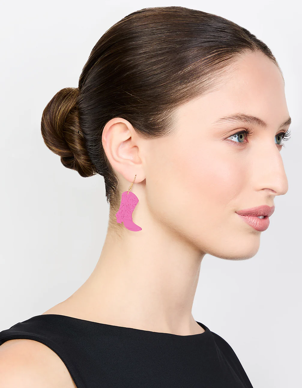 Pink Acrylic Cowboy Drop Earrings - Image 3