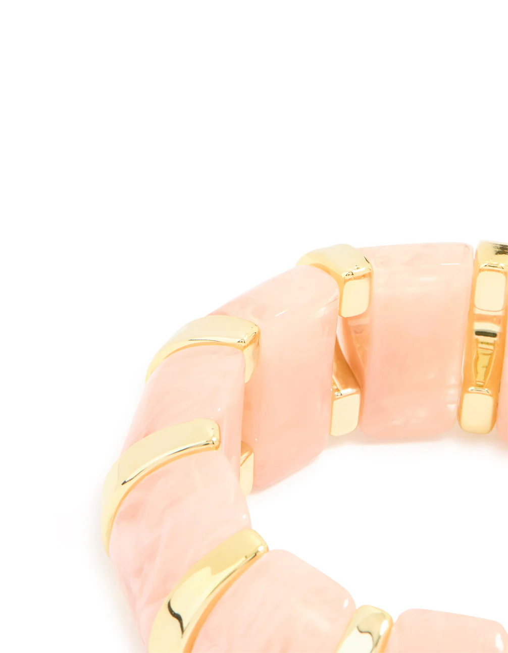 Pink Acrylic Marbled & Gold Stretch Bracelet - Image 3