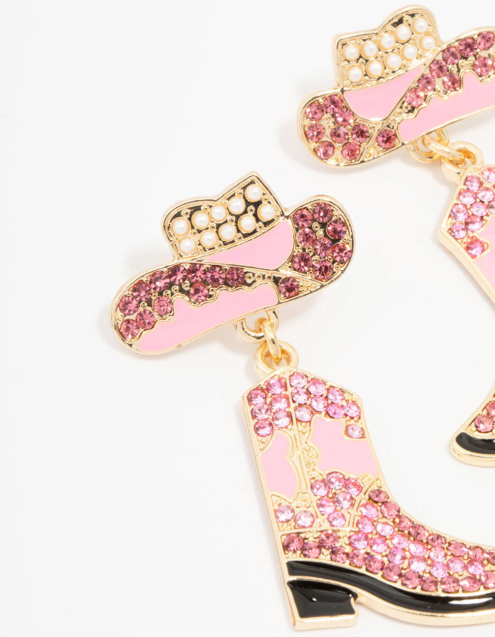 Pink Cowgirl Boot & Hat Earrings - Image 2