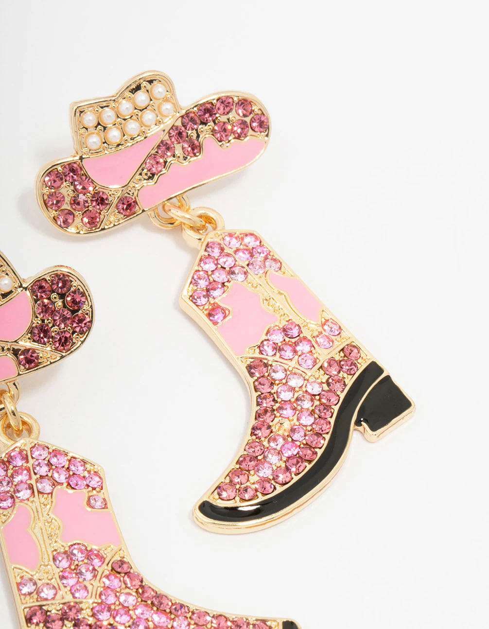 Pink Cowgirl Boot & Hat Earrings - Image 3