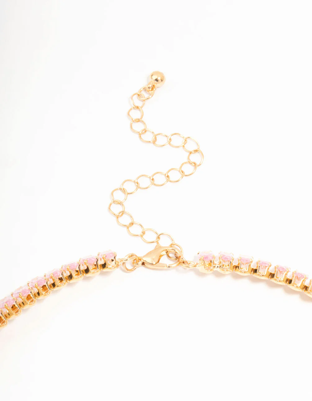Pink Cubic Zirconia Navette Choker Gold Necklace - Image 3