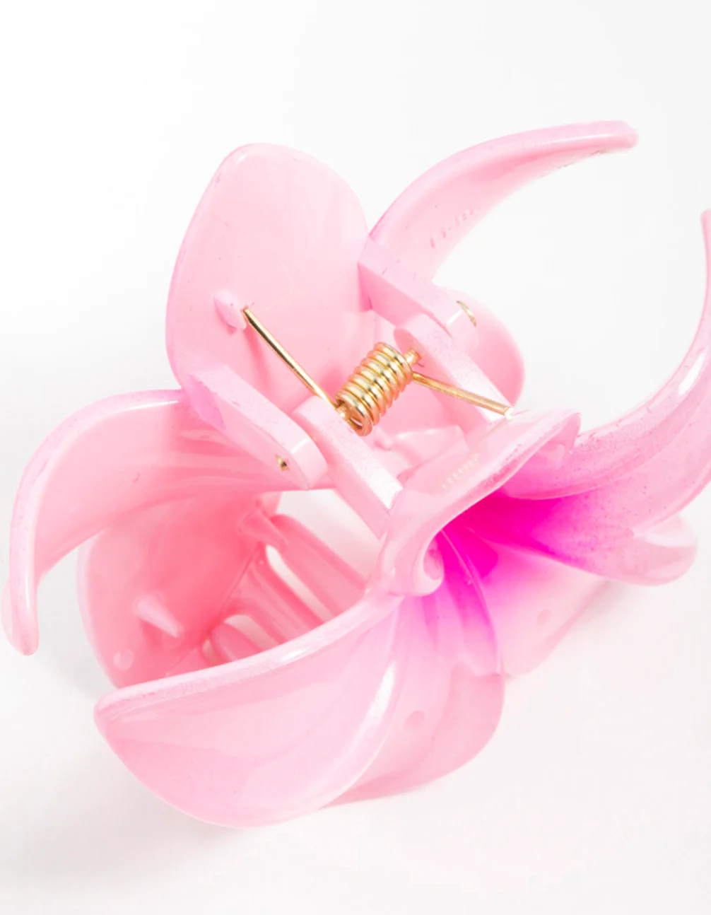 Pink Frangipani Print Hair Claw Clip - Image 3