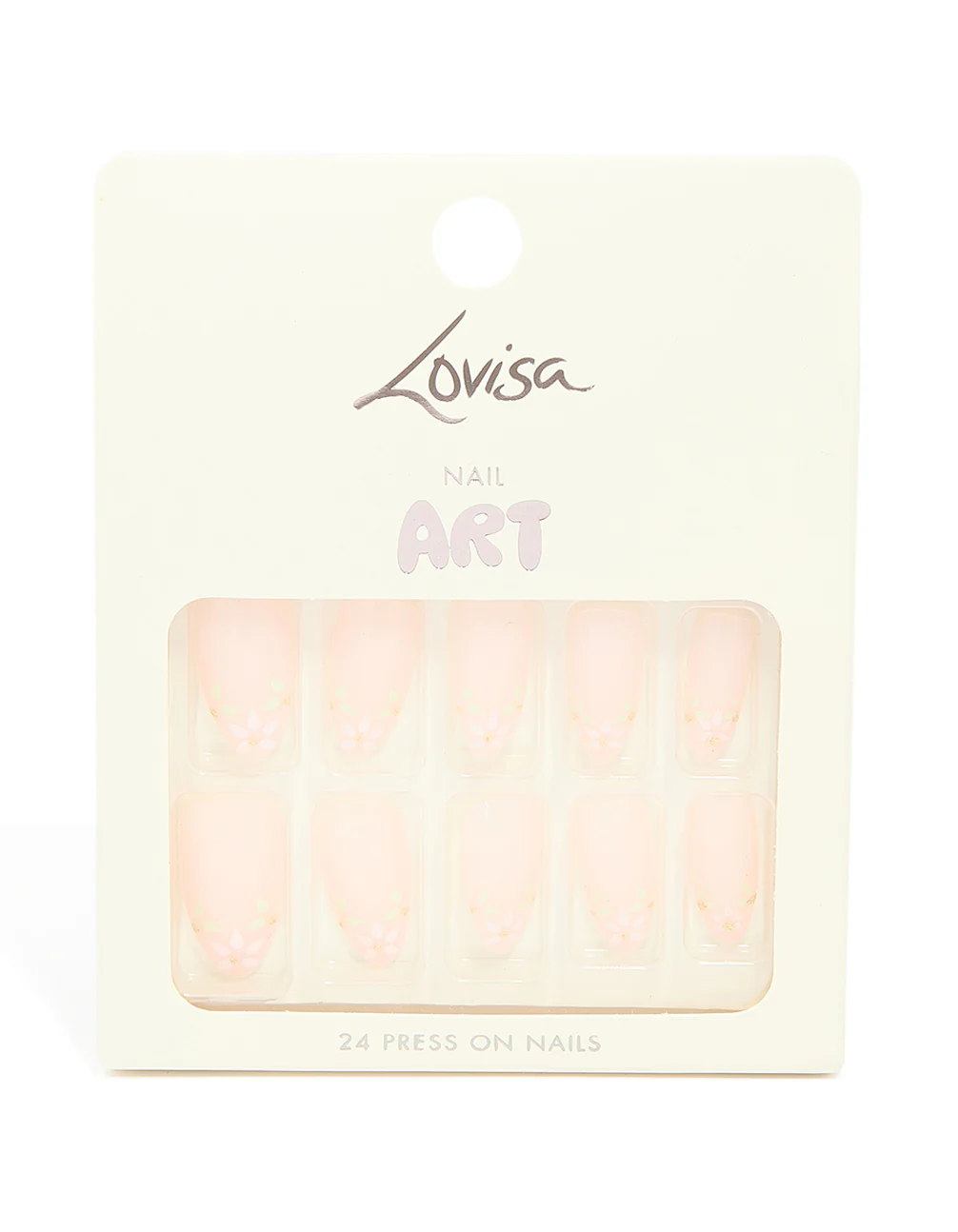 Pink French Tip Floral Art Press On Nails 24-Set - Image 3
