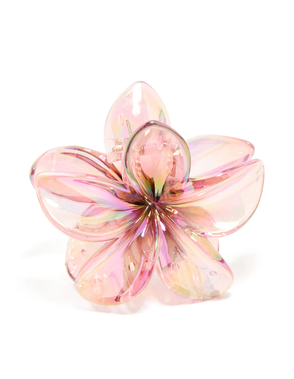 Pink Iridescent Frangipani Flower Hair Claw Clip - Image 2