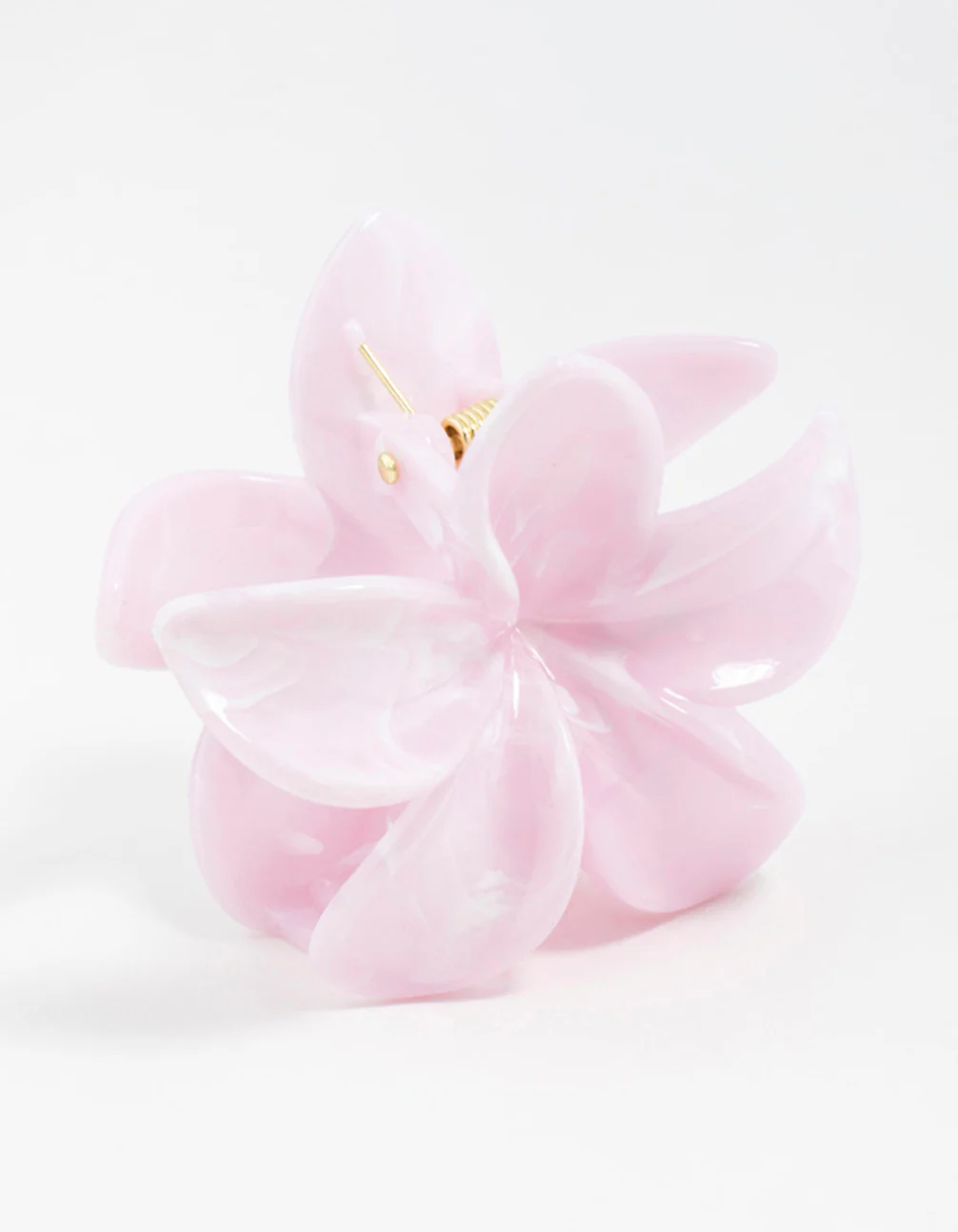 Pink Marble Frangipani Hair Claw Clip - Image 2