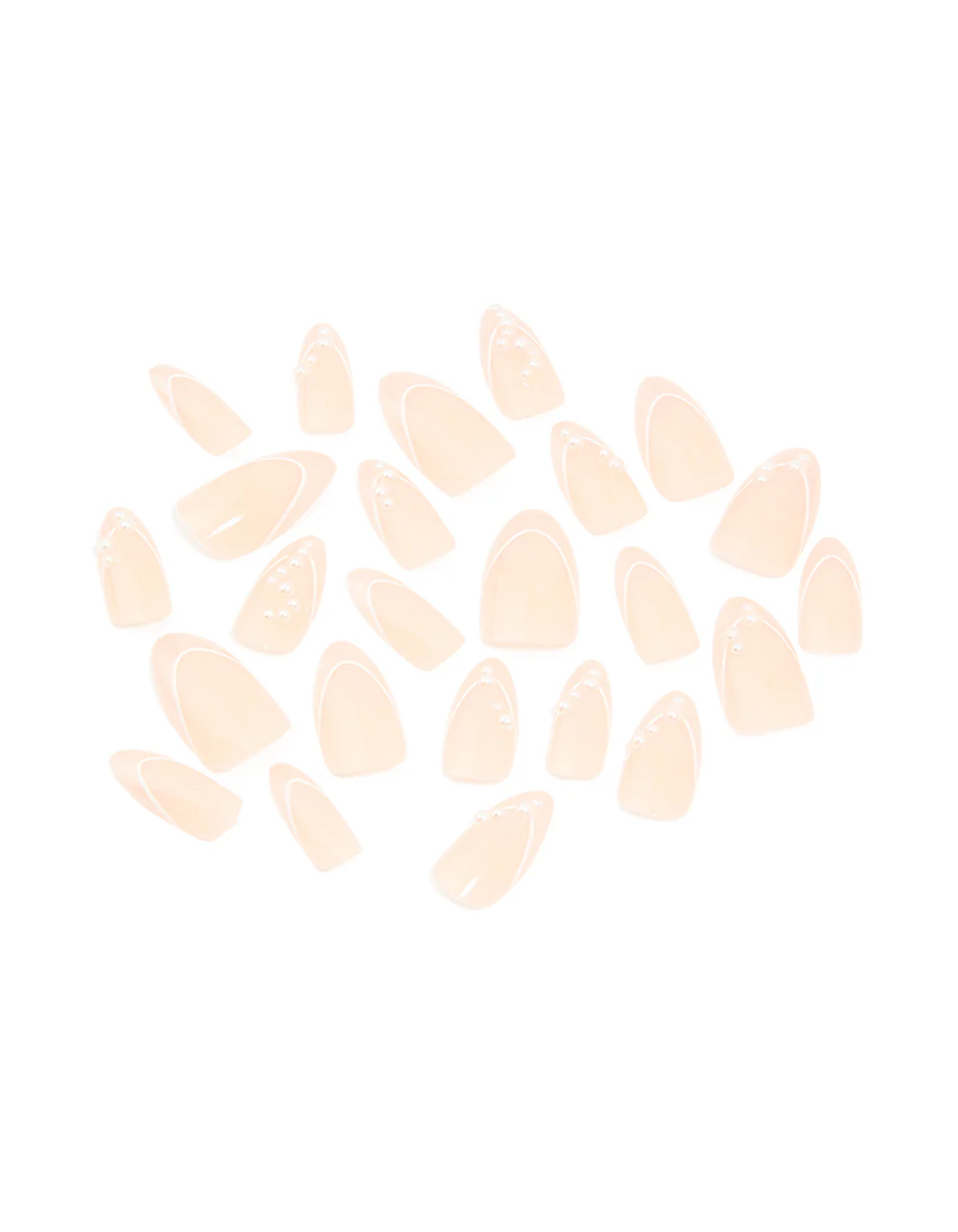 Pink Metallic French Tip Pearl Press On Nails 24-Set - Image 2