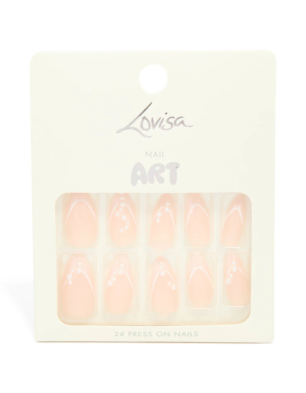 Pink Metallic French Tip Pearl Press On Nails 24-Set - Image 3