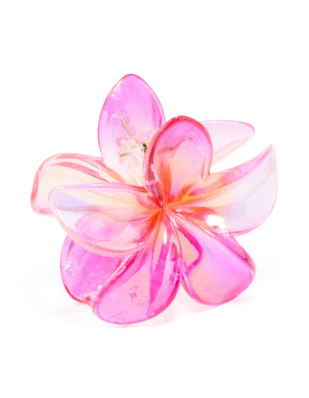 Pink Organic Iridescent Frangipani Hair Claw Clip - Image 2