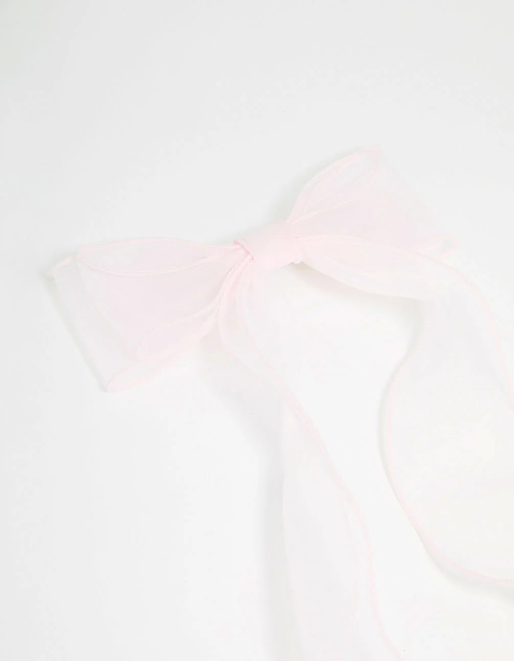 Pink Organza Fabric Curl Bow Hair Clip - Image 2