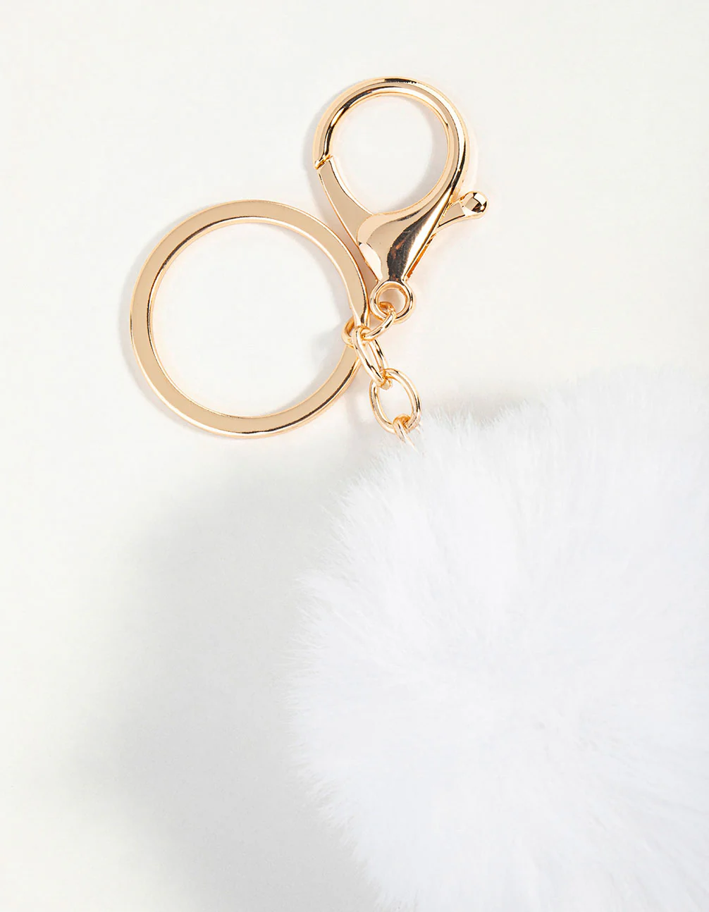 White Pom Pom Fabric Keychain - Image 2