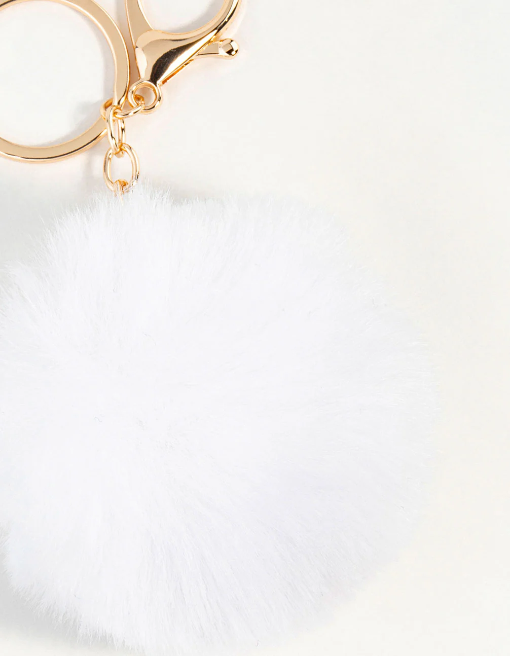 White Pom Pom Fabric Keychain - Image 3