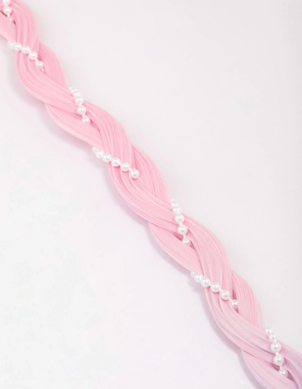 Pink & Purple Ombre Faux Hair Pearl Braided Hair Elastic - Image 3