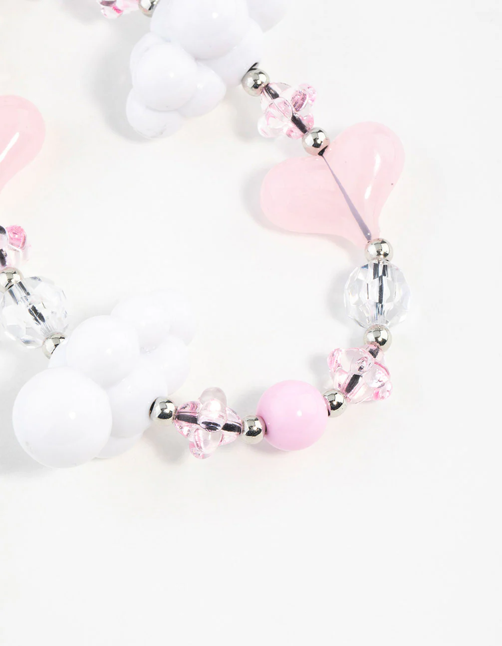 Pink & White Cloud Heart Keychain - Image 2