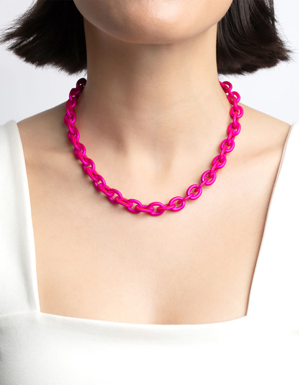 Matte Pink Chain Necklace - Image 2