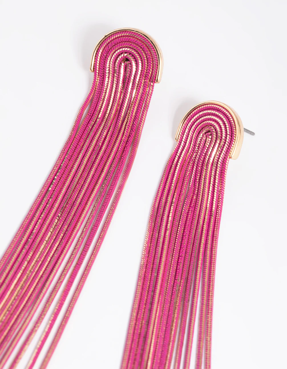 Fuchsia Waterfall Chain Drop Earrings - Image 3