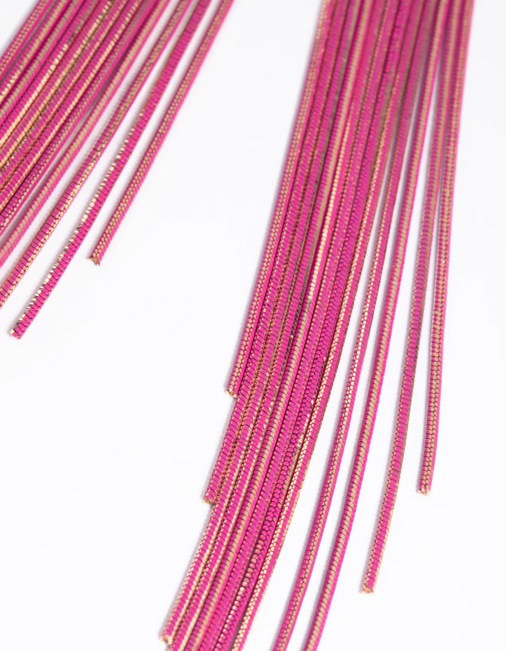 Fuchsia Waterfall Chain Drop Earrings - Image 4