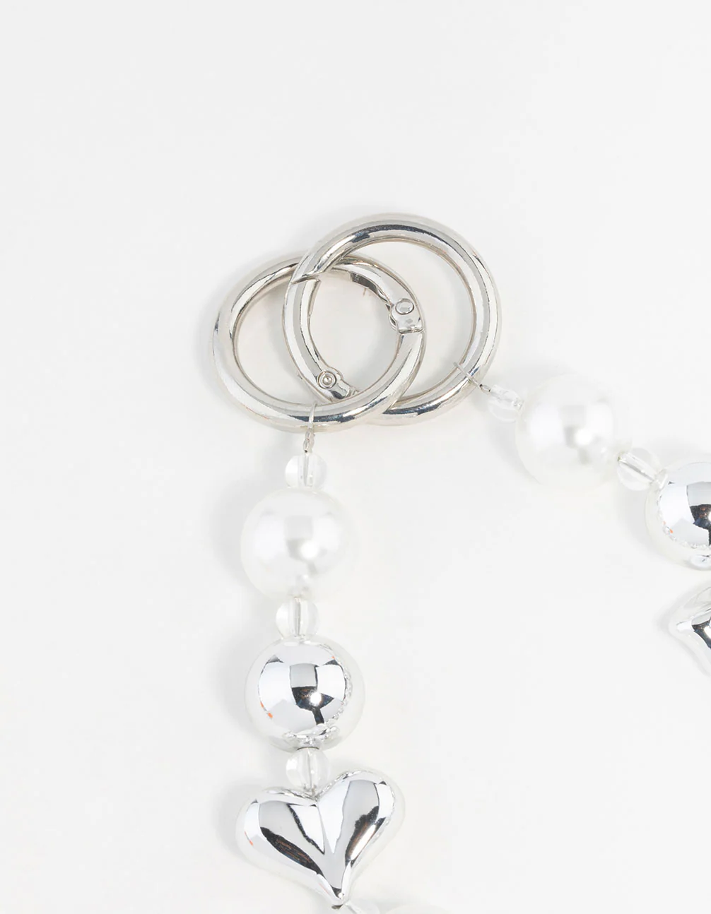 Plastic Bow & Pearl Heart Keychain - Image 3