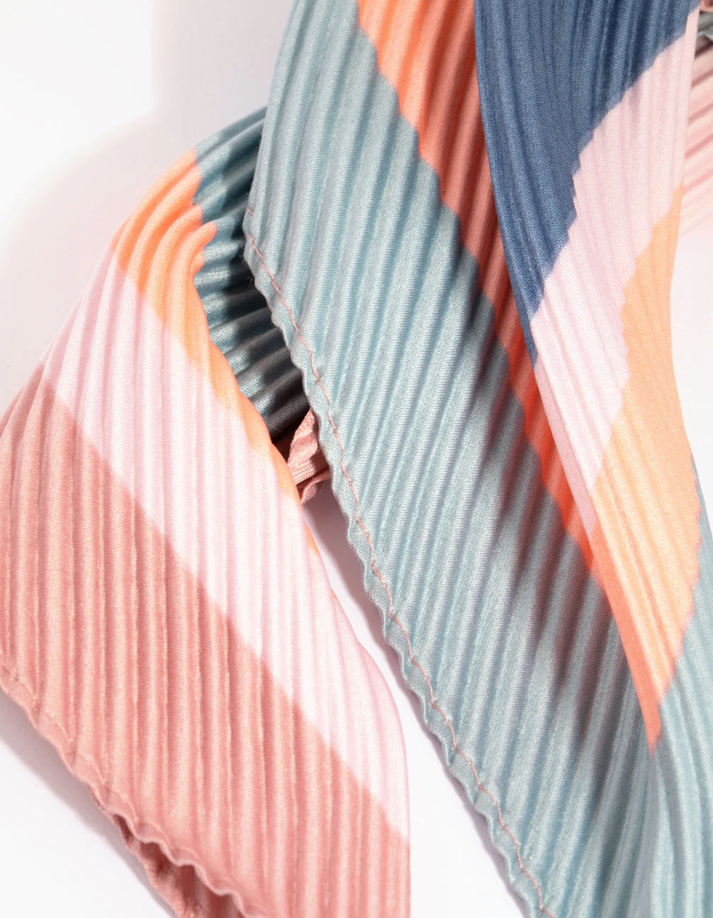 Pleated Mix Stripes Mini Scarf - Image 2