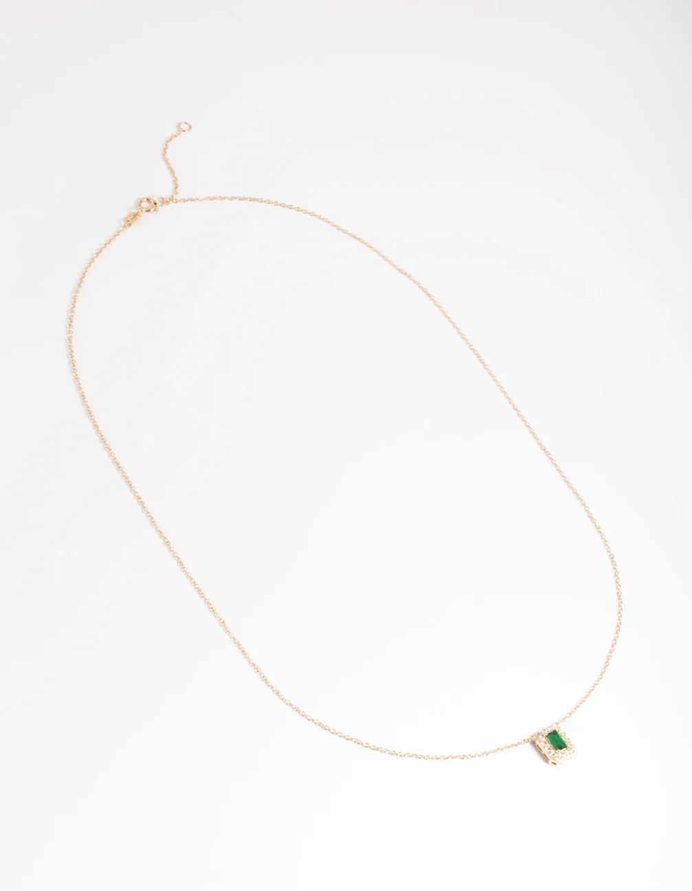 Gold Plated Sterling Silver Green Baguette Necklace - Image 3