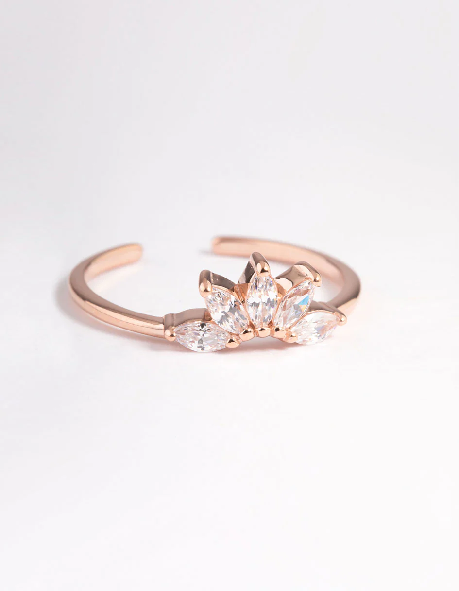 Rose Gold Sterling Plated Fan Diamante Nest Ring - Image 2