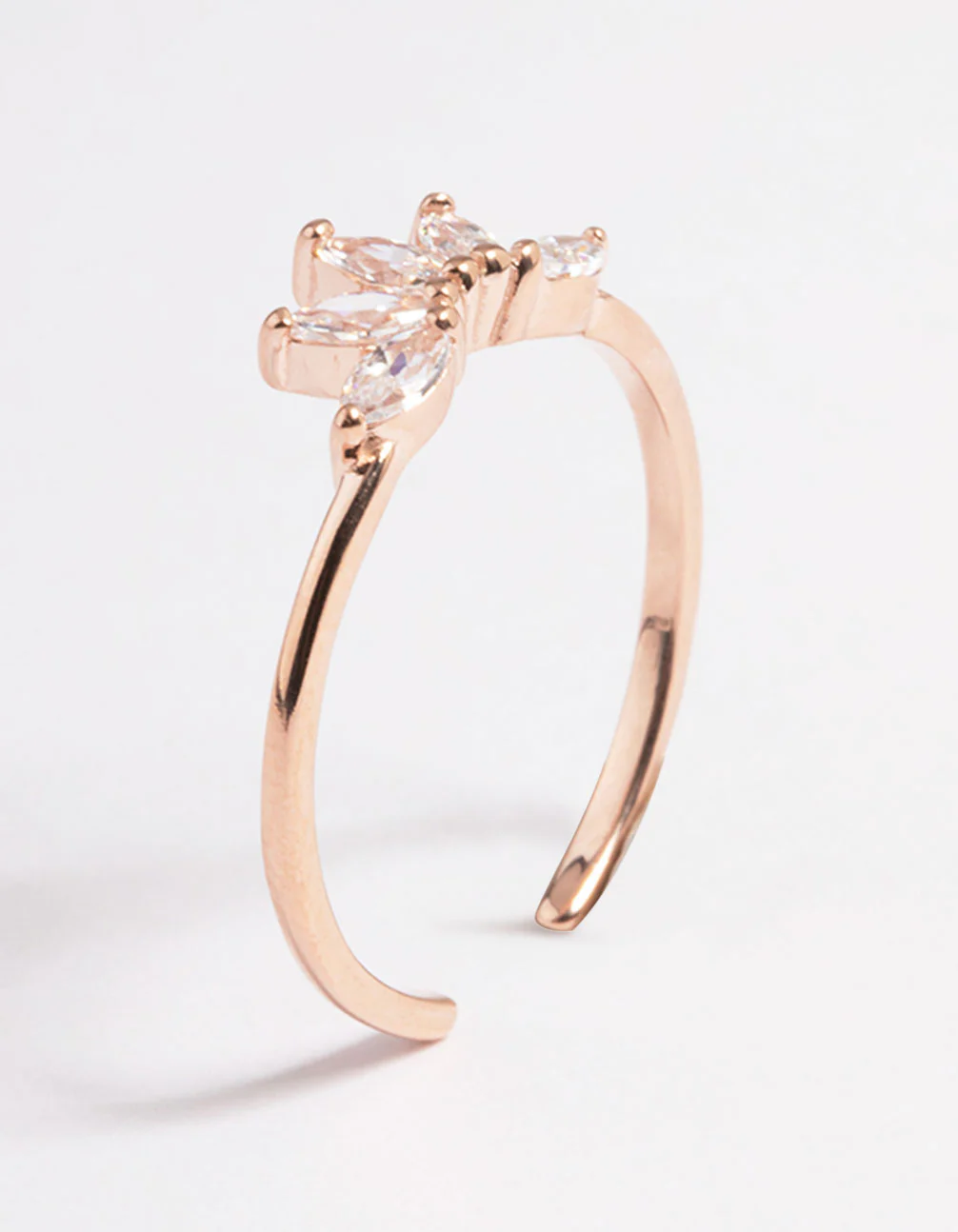 Rose Gold Sterling Plated Fan Diamante Nest Ring - Image 3