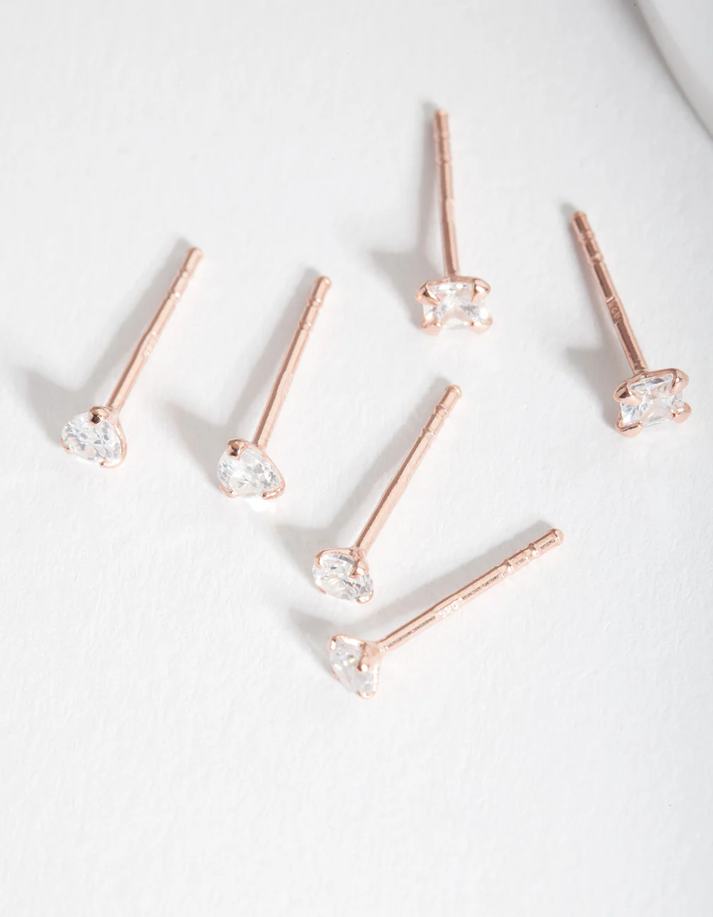 Rose Gold Plated Sterling Silver Cubic Zirconia Stud Earring Pack - Image 3