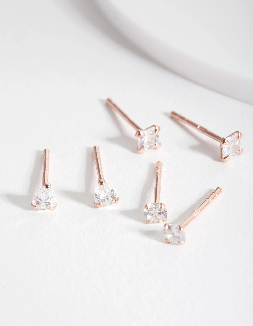 Rose Gold Plated Sterling Silver Cubic Zirconia Stud Earring Pack - Image 5