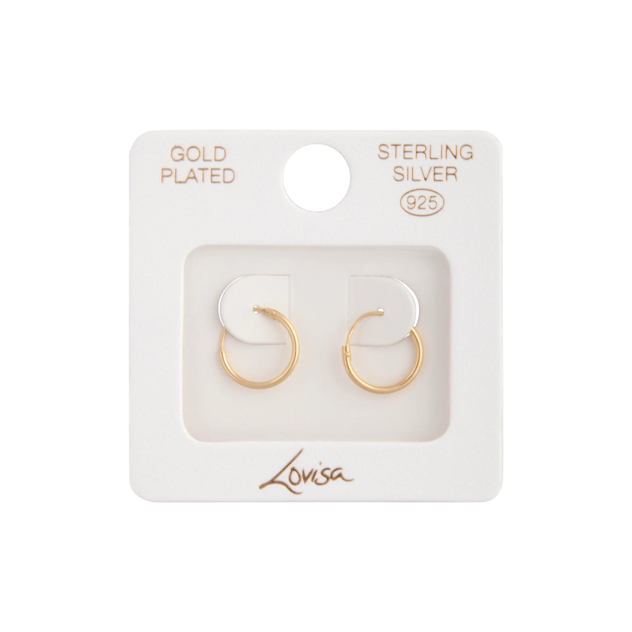Gold Plated Sterling Silver 12mm Hoop Earrings - Image 2