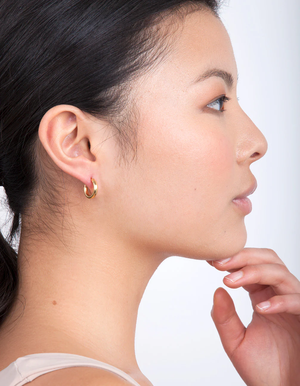 Gold Plated Sterling Silver Large Huggie Earrings - Image 3
