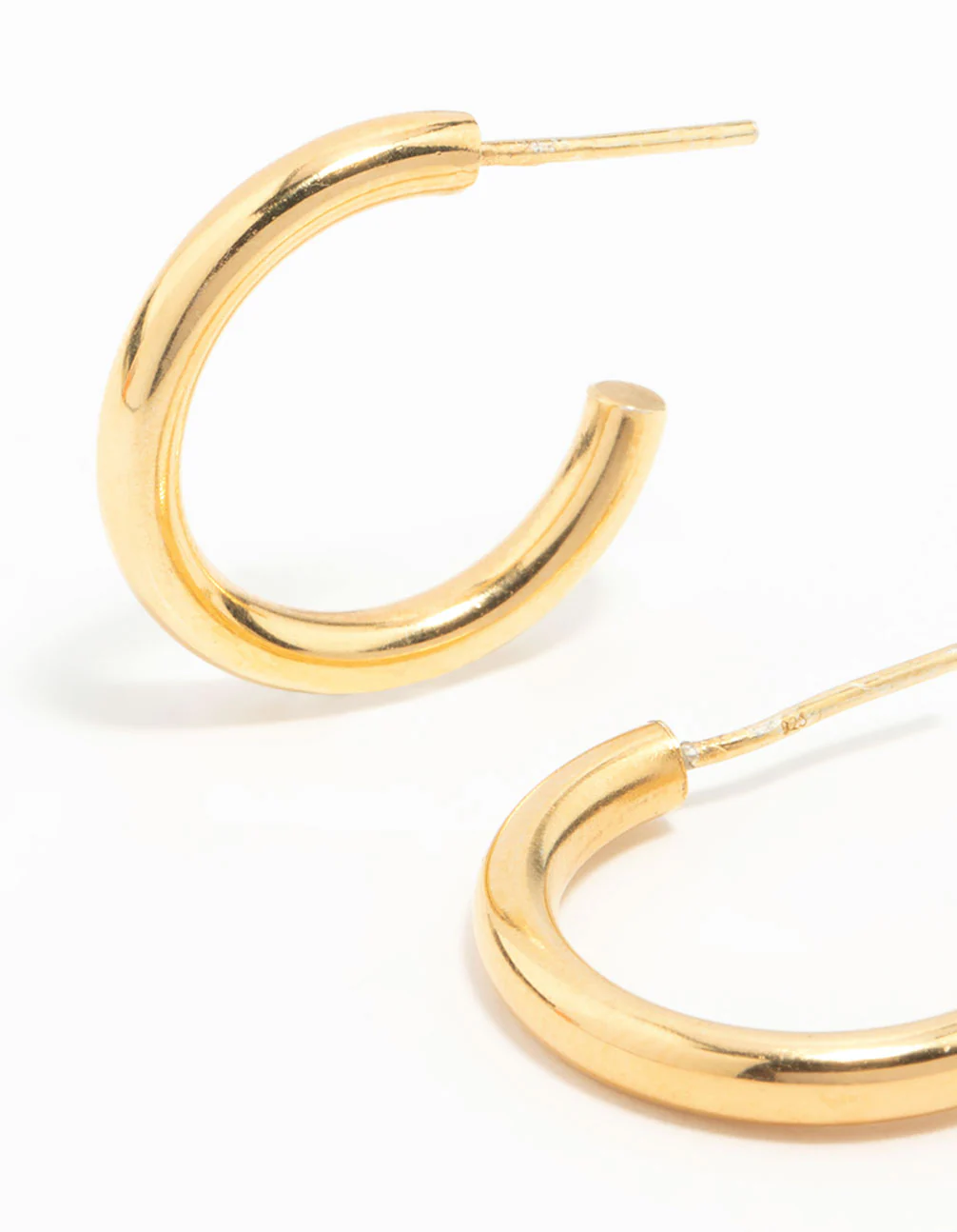 Gold Plated Sterling Silver Chubby Hoop Earrings - Image 3