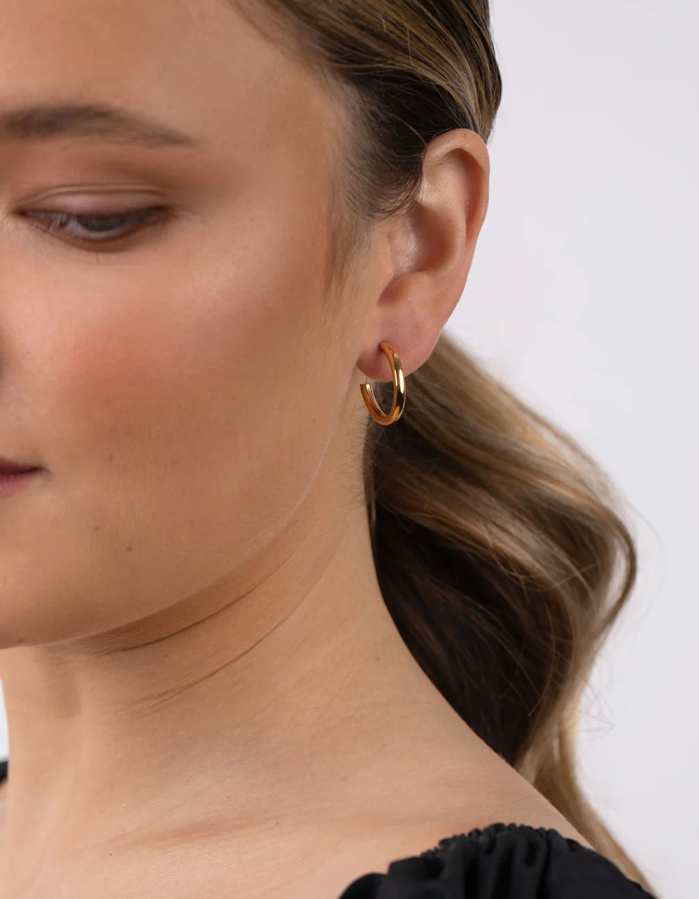 Gold Plated Sterling Silver Chubby Hoop Earrings - Image 5