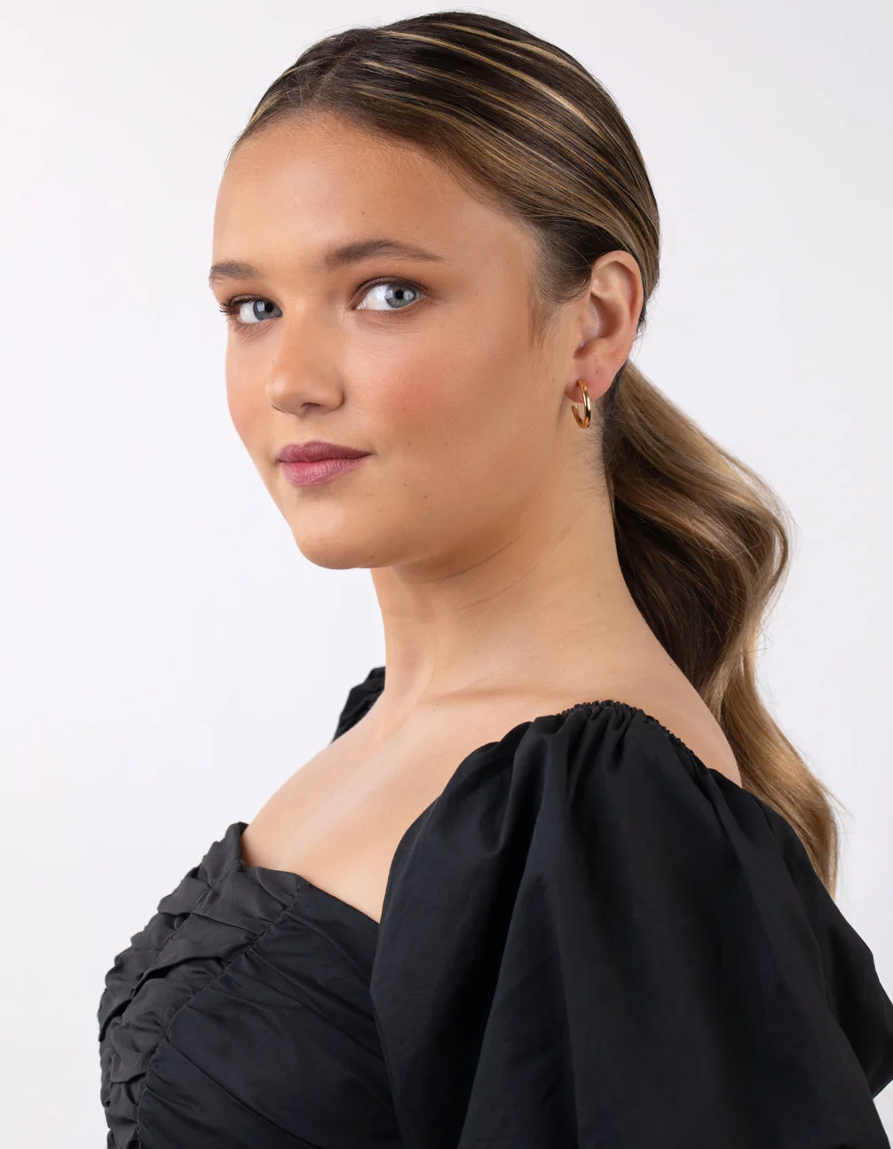 Gold Plated Sterling Silver Chubby Hoop Earrings - Image 8