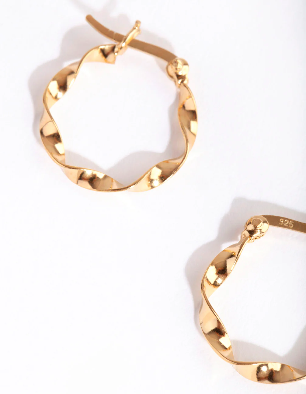 Gold Plated Sterling Silver 15mm Twist Hoop Earrings - Image 3