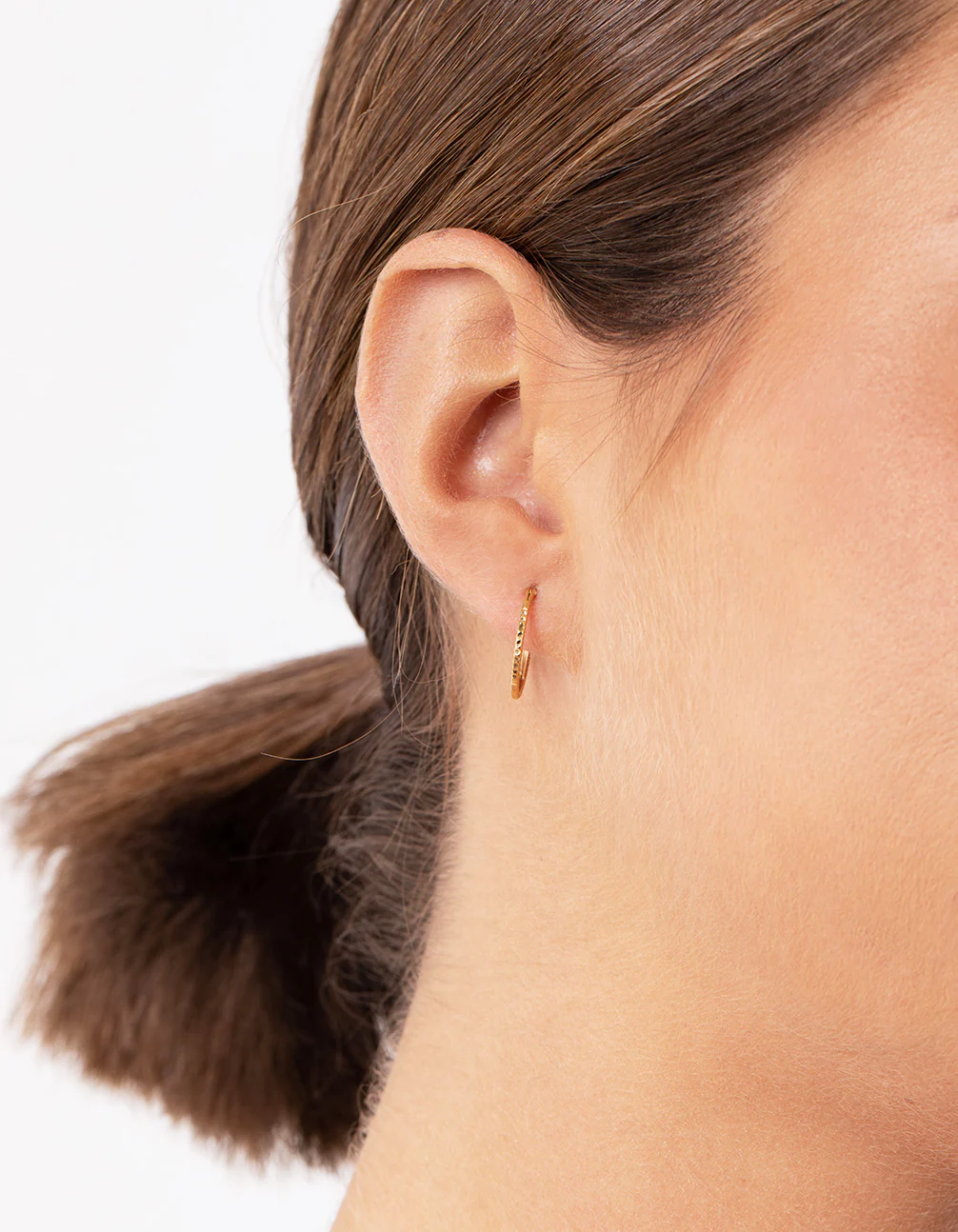 Gold Plated Sterling Silver Diamond Cut 16mm Hoop Earrings - Image 3