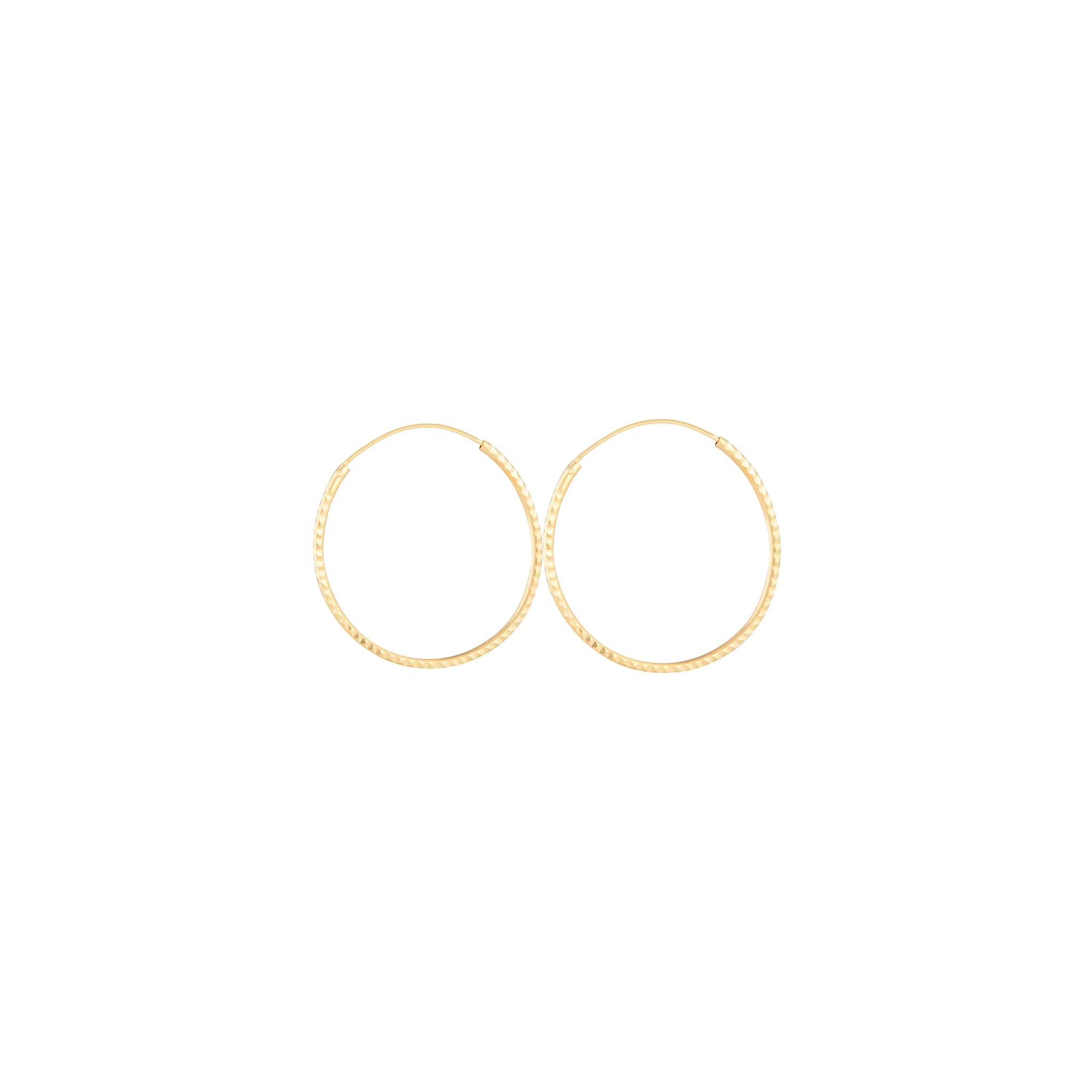 Gold Plated Sterling Silver Diamond Cut Hoop Earrings - Image 2