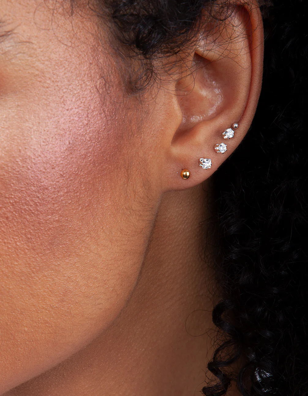 Gold Plated Sterling Silver 3mm Ball Stud Earrings - Image 3