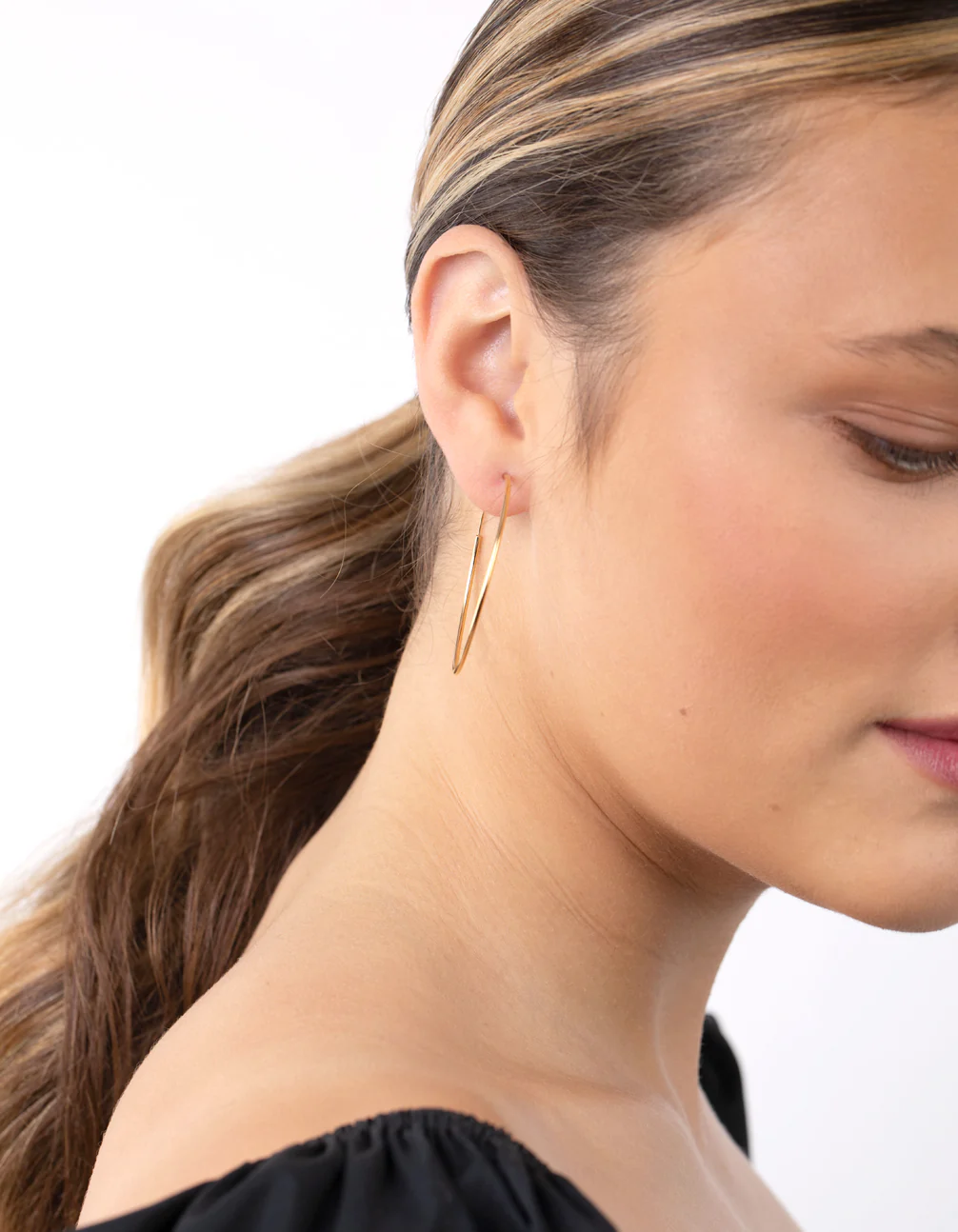 Gold Plated Sterling Silver 40mm Hoop Earrings - Image 2