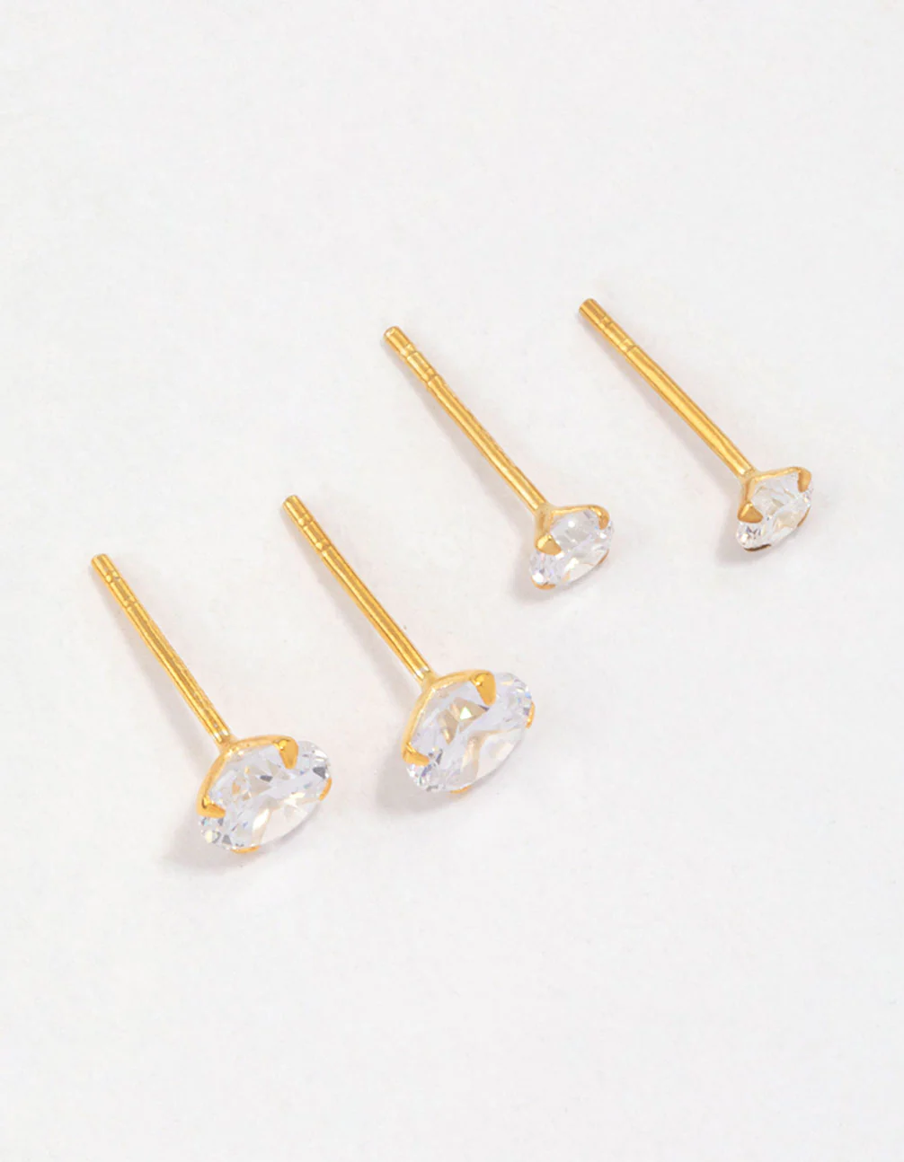 Gold Plated Sterling Silver Cubic Zirconia Stud Pack - Image 2