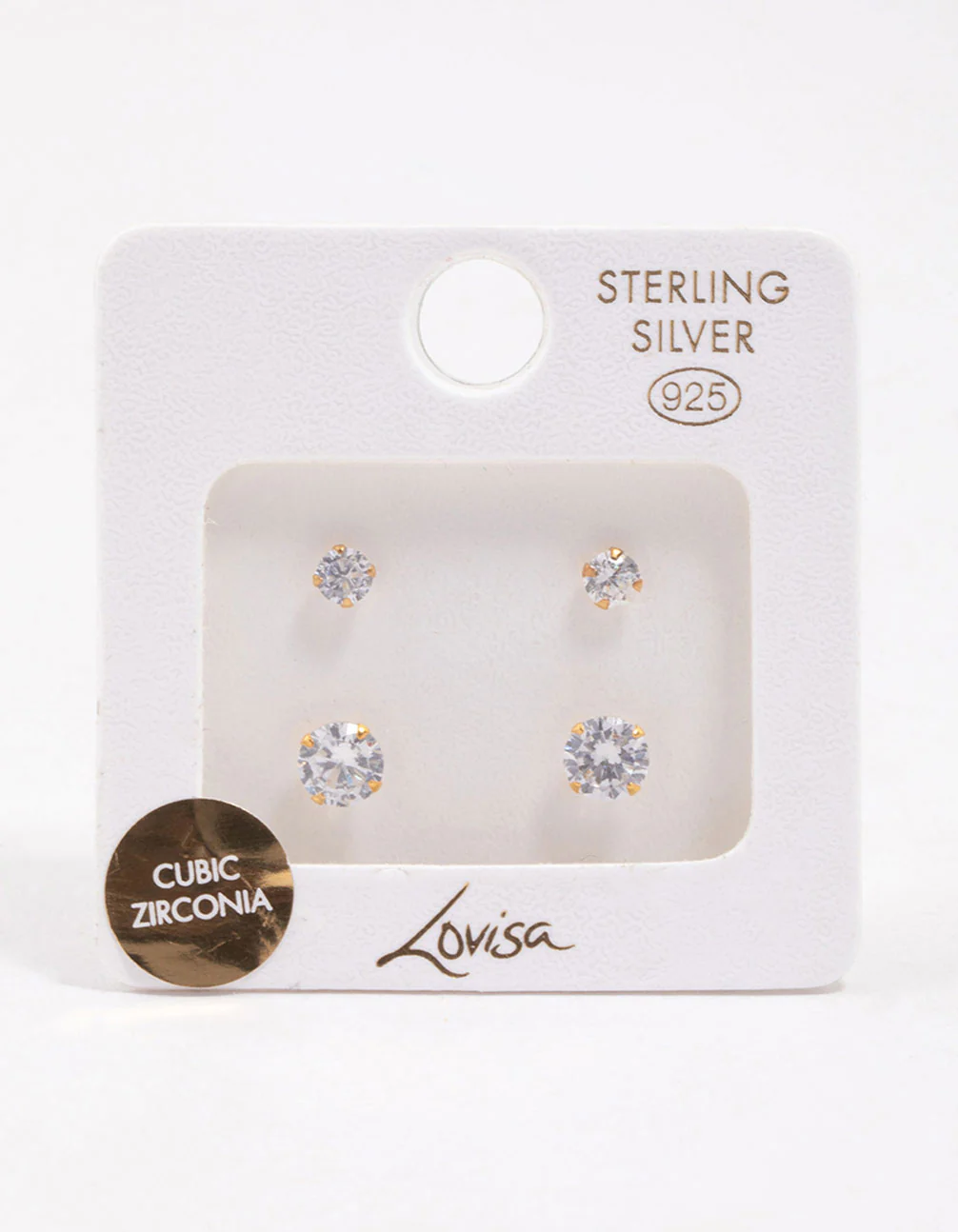 Gold Plated Sterling Silver Cubic Zirconia Stud Pack - Image 3