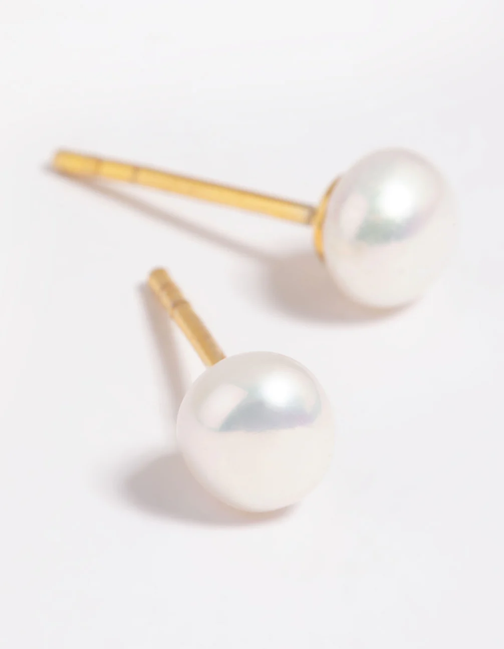 Gold Plated Sterling Silver Freshwater Pearl Stud Earrings - Image 2