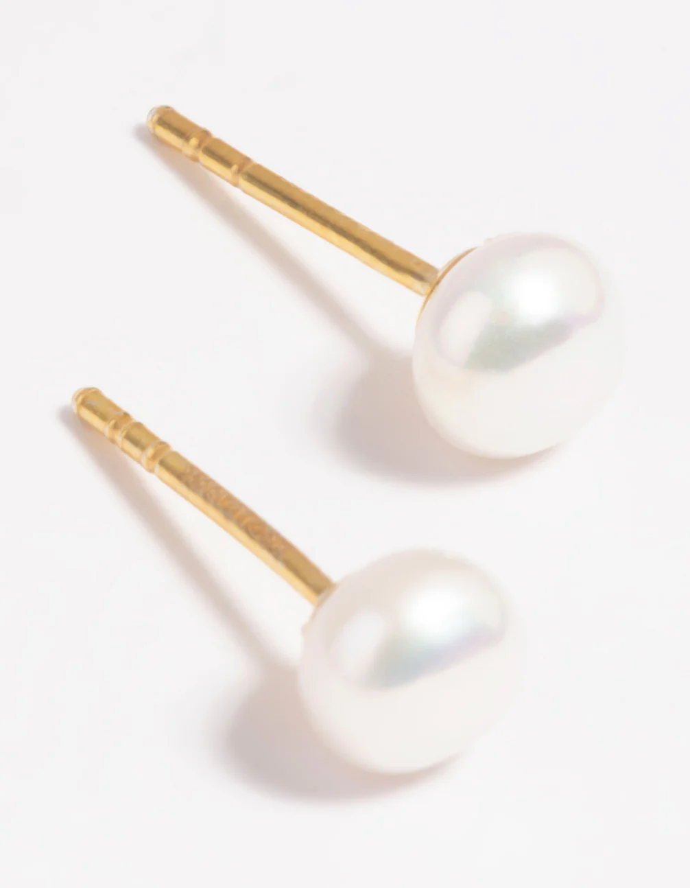 Gold Plated Sterling Silver Freshwater Pearl Stud Earrings - Image 3